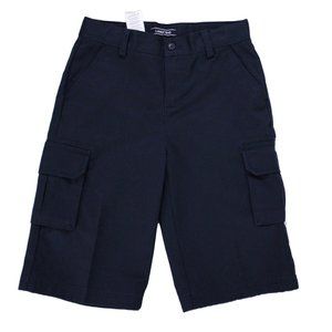 NWT LANDS' END UNIFORM BOY'S STAIN/WRINKLE RESISTANT CARGO SHORT CLASSIC NAVY 20